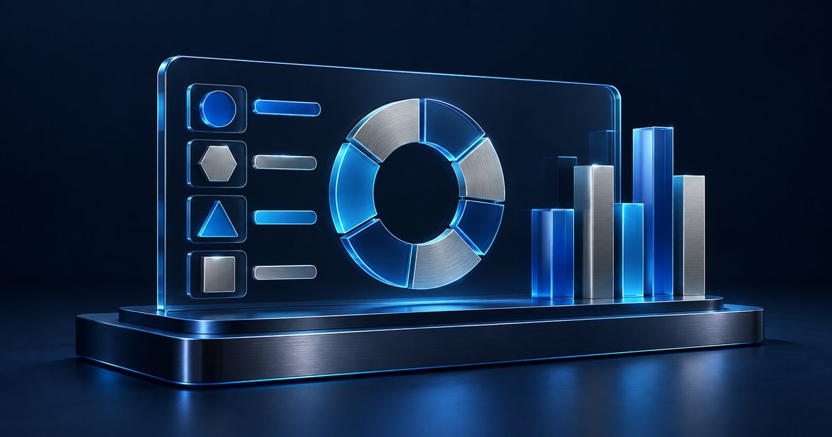 Balanced investment dashboard in blue glass