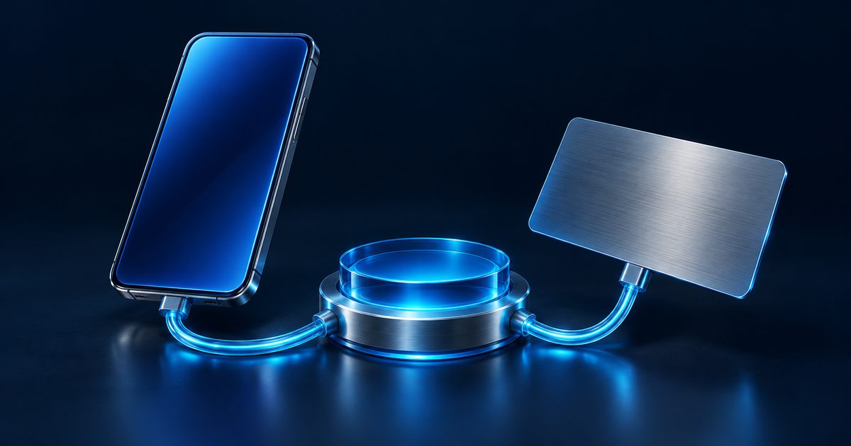 Phone and blank payment card linked to a platform